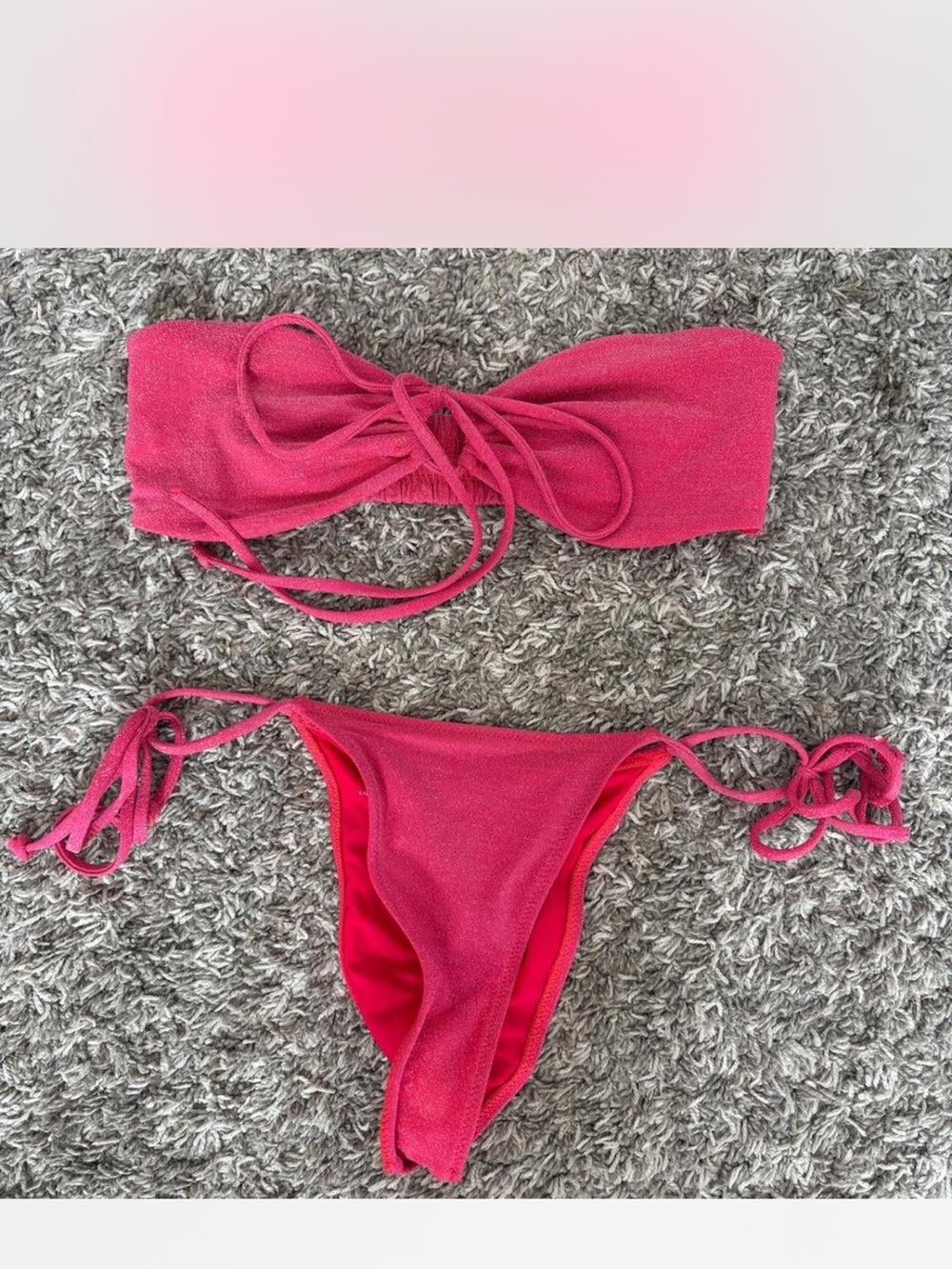 White fox swim pink bikini (plus extra top)